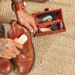 Yellow Octopus Personalised Personalised Vegan Leather Shoe Shine Kit - Simple Font Executive Gifts