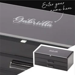 Yellow Octopus Personalised Personalised Gifts For Her Personalised Large Black Gabriella Jewellery Box