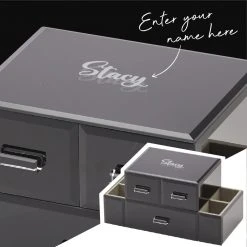 Yellow Octopus Personalised Personalised Black Vanity Jewellery Box Caddy