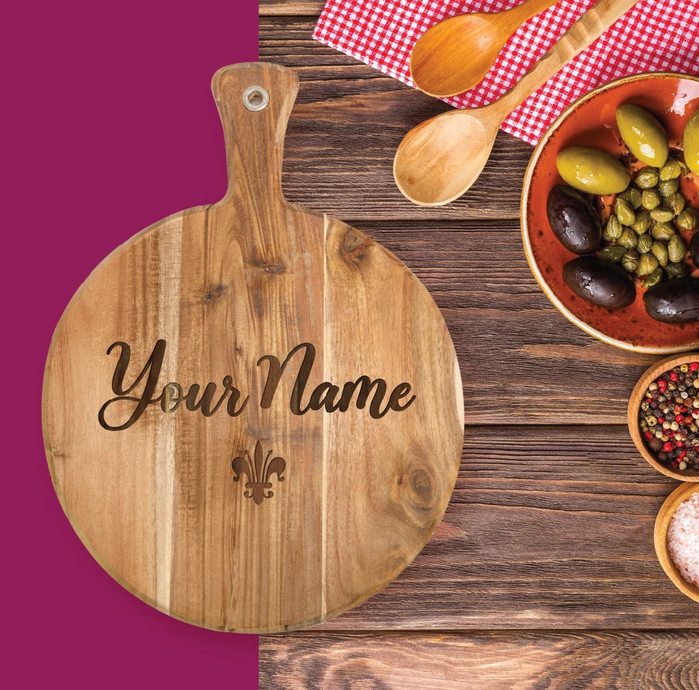 Yellow Octopus Personalised Personalised Round Paddle Serving Board - Fleur Design Executive Gifts 3 Yellow Octopus Personalised Personalised Round Paddle Serving Board - Fleur Design Executive Gifts