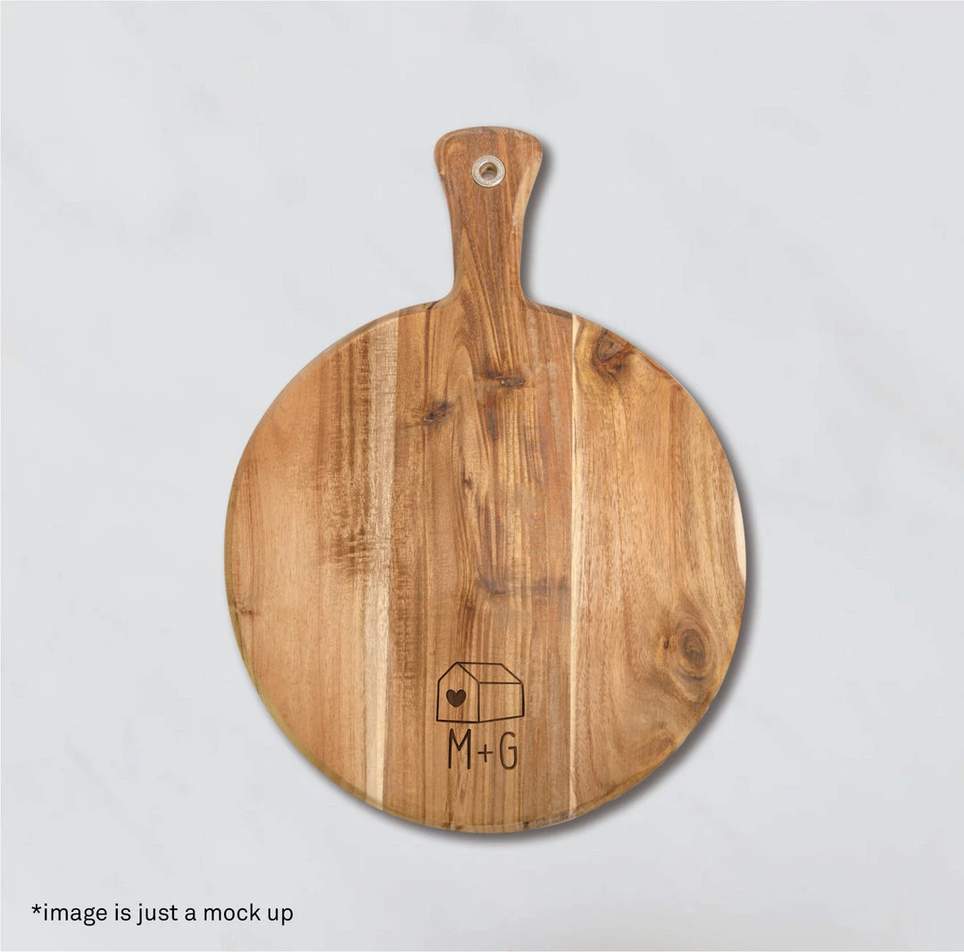 Yellow Octopus Personalised Foodie Personalised Round Paddle Serving Board - Home & Intials 4 Yellow Octopus Personalised Foodie Personalised Round Paddle Serving Board - Home & Intials