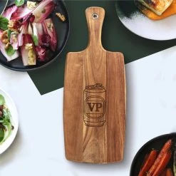 Yellow Octopus Personalised Personalised Acacia Paddle Serving Board - Funny Beer Style