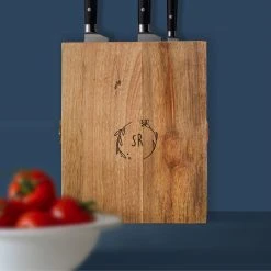 Yellow Octopus Personalised Personalised Gifts For Her Personalised Universal Knife Block - Wreath Design