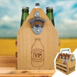 Yellow Octopus Personalised Personalised Timber Beer Caddy - Funny Beer Design