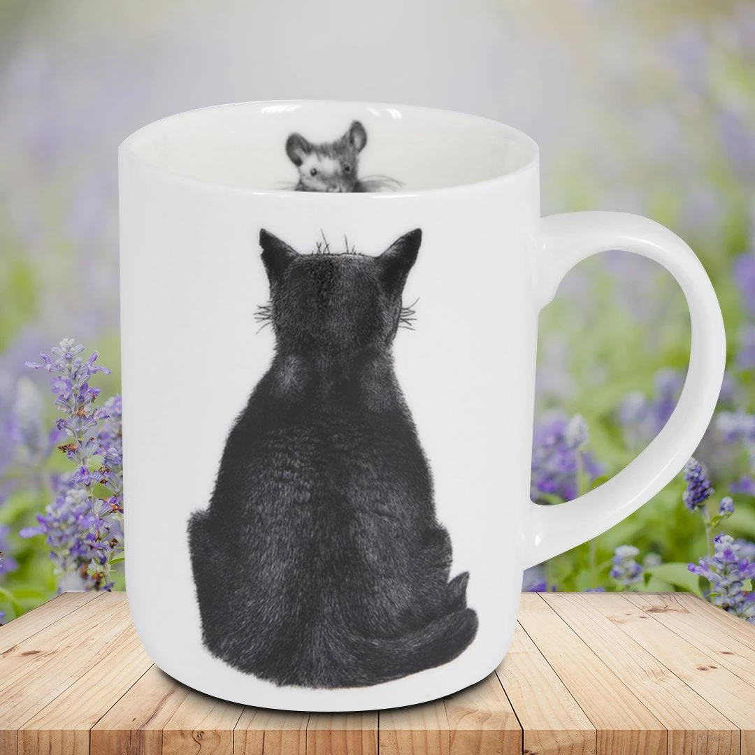 Ladelle Mugs Cat Watching Mouse Designer Bone China Mug | Bob Bowdige 3 Ladelle Mugs Cat Watching Mouse Designer Bone China Mug | Bob Bowdige