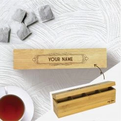 Yellow Octopus Personalised Personalised Bamboo Tea Box - Art Deco Design Gifts For Grandmas