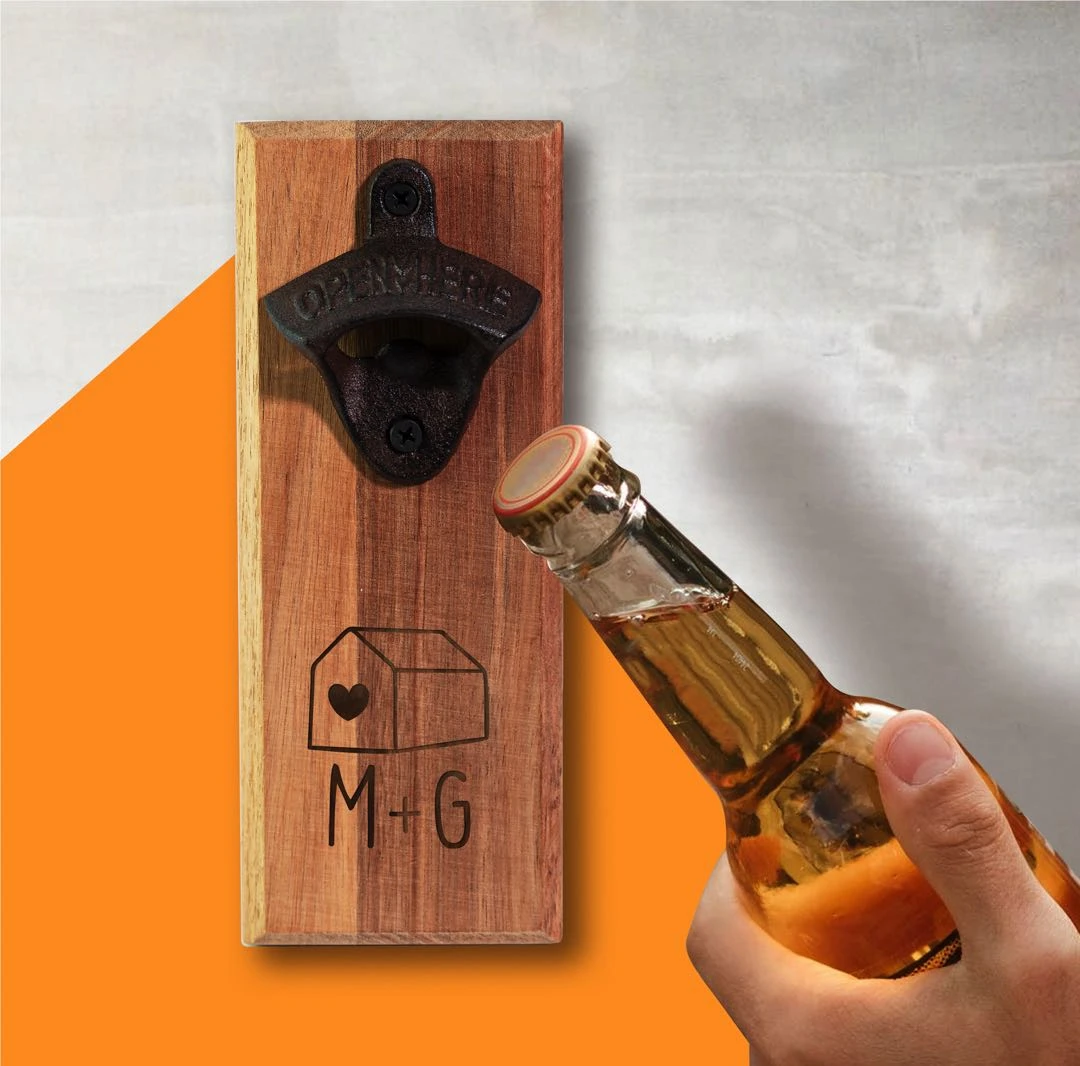 Yellow Octopus Personalised Personalised Wall Mount Bottle Opener - Home & Intials 3 Yellow Octopus Personalised Personalised Wall Mount Bottle Opener - Home & Intials