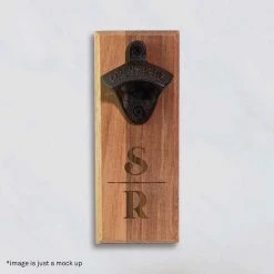 Yellow Octopus Personalised Personalised Wall Mount Bottle Opener - Classic Initials Personalised Birthday Gifts