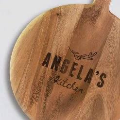 Yellow Octopus Personalised Personalised Round Paddle Serving Board - Olive Design Foodie