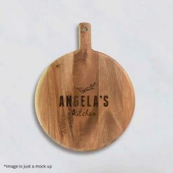 Yellow Octopus Personalised Personalised Round Paddle Serving Board - Olive Design Foodie