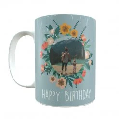 Yellow Octopus Personalised Mug - Summer Flower Wreath Design