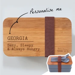 Yellow Octopus Personalised Personalised Assorted Bento Box With Cutlery - Sexy, Sleepy & Always Hungry New