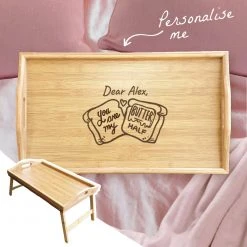 Yellow Octopus Personalised Personalised Bamboo Breakfast Tray - Butter Half Man Cave Gifts