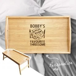 Yellow Octopus Personalised Gifts For Wives Personalised Bamboo Breakfast Tray - Threesome