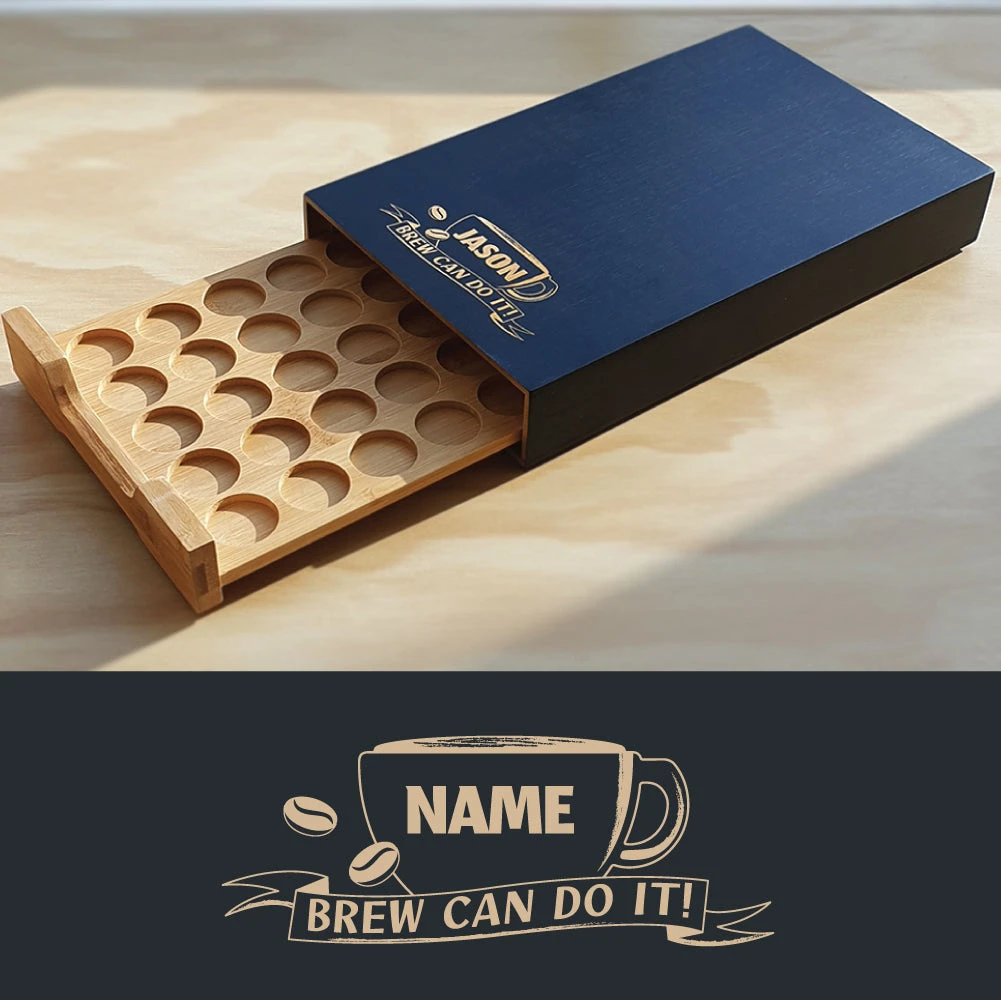 Yellow Octopus Personalised Personalised Bamboo Coffee Machine Board With Capsule Drawer - Brew Can Do It New 4 Yellow Octopus Personalised Personalised Bamboo Coffee Machine Board With Capsule Drawer - Brew Can Do It New