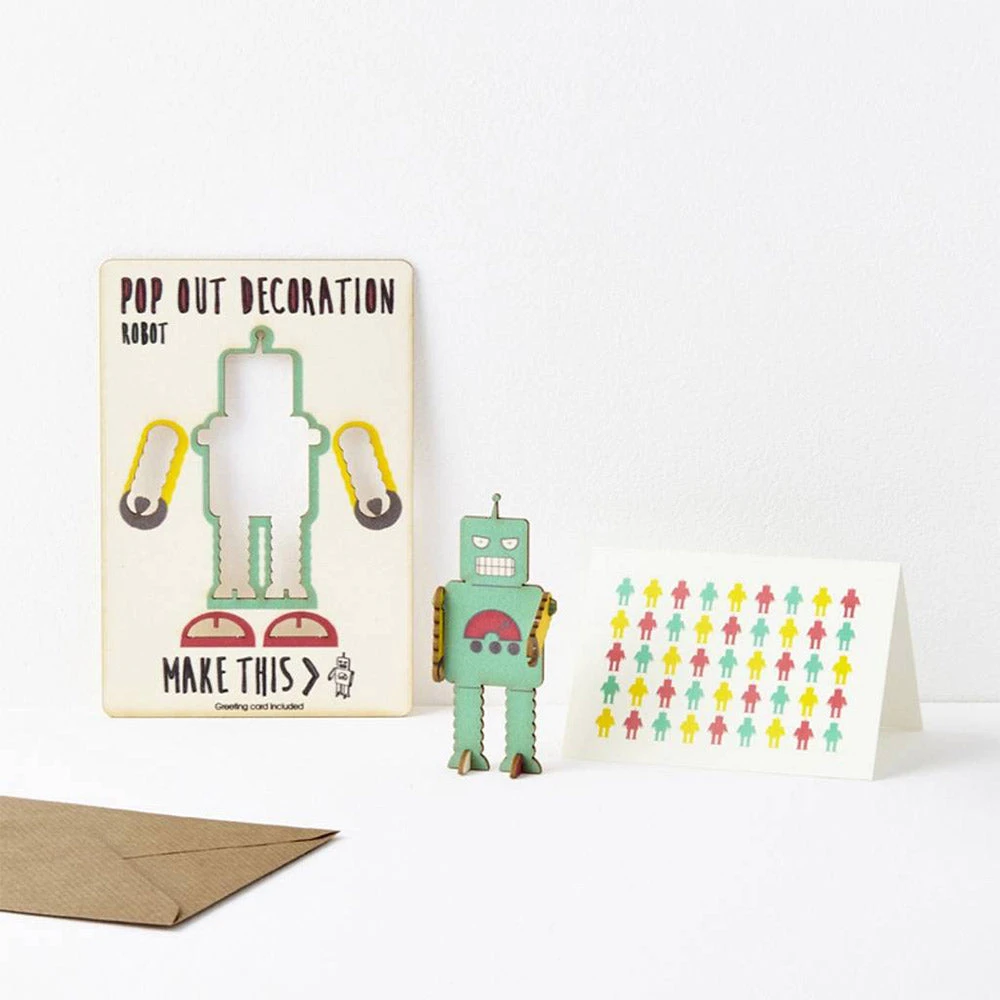 Ikonink Miniature Products Pop Out Decoration Greeting Card - Robot 4 Ikonink Miniature Products Pop Out Decoration Greeting Card - Robot