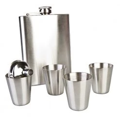 Mdi Hip Flask Travel Set Man Cave Gifts