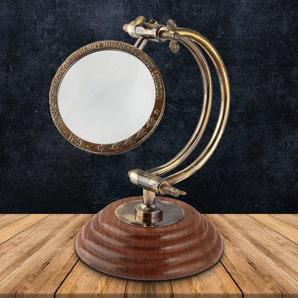 Vintage Nautical Vintage Tabletop Magnifying Glass With Curved Arm 3 Vintage Nautical Vintage Tabletop Magnifying Glass With Curved Arm