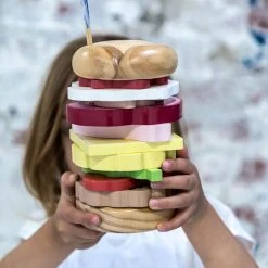 Make Me Iconic Foodie Stackable Wooden Aussie Burger With The Lot Toy
