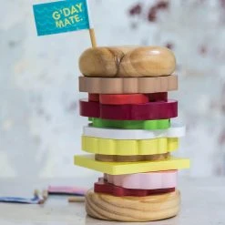 Make Me Iconic Foodie Stackable Wooden Aussie Burger With The Lot Toy
