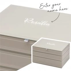 Yellow Octopus Personalised Personalised Grey Stackable Jewellery Box Set