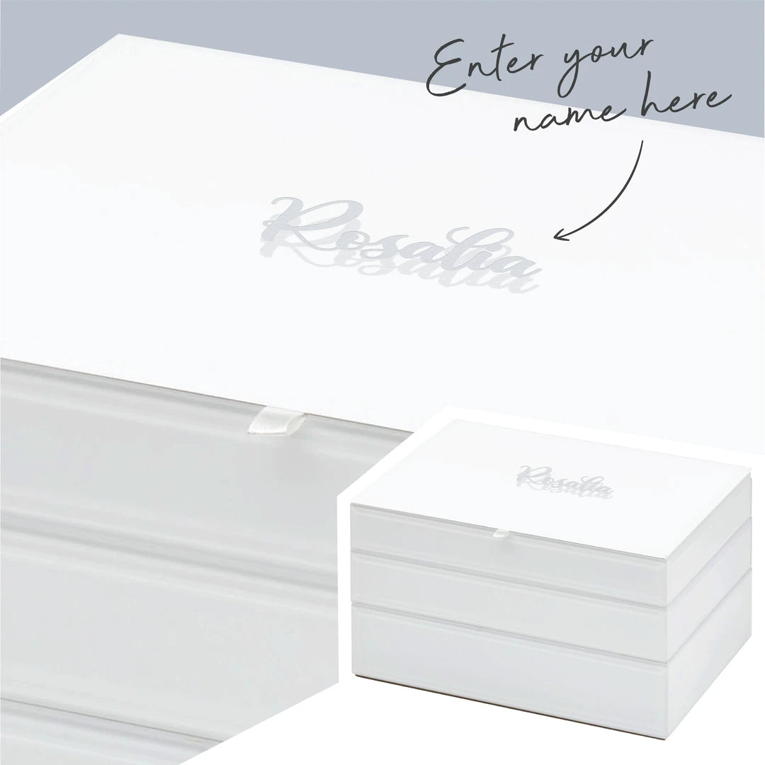 Yellow Octopus Personalised Personalised White Stackable Jewellery Box Set 3 Yellow Octopus Personalised Personalised White Stackable Jewellery Box Set