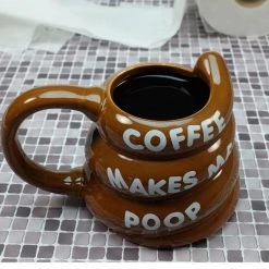 William Valentine Mens Novelty Gifts Coffee Makes Me Poop! Poo Shaped Coffee Mug
