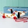 Outliving Retro Wooden Sausage Dog Pull Toy Gifts For Babies