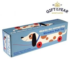 Outliving Retro Wooden Sausage Dog Pull Toy Gifts For Babies