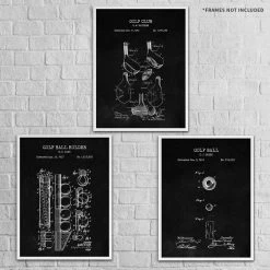 Yellow Octopus Exclusives - Prints Golf Patent Prints Wall Art | Set Of 3 Man Cave Gifts