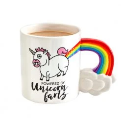 William Valentine Office Gifts Powered By Unicorn Farts Oversized Rainbow Mug