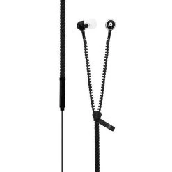 IsAlbi Sports And Outdoors Zip2it Tangle-Free Earbuds With Microphone & Remote Control | Black/White
