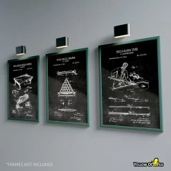 Yellow Octopus Exclusives - Prints Billiards Patent Prints Wall Art | Set Of 3 Man Cave Gifts