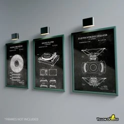 Yellow Octopus Exclusives - Prints Man Cave Gifts Turntable Patent Prints Wall Art | Set Of 3