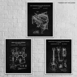 Yellow Octopus Exclusives - Prints For Dad Musical Instruments Patent Prints Wall Art | Set Of 3