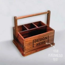 Yellow Octopus Personalised Personalised Wood BBQ Condiment Caddy - Love Birds