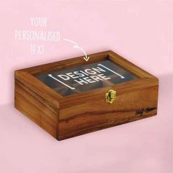 Yellow Octopus Personalised Personalised Acacia Tea Box With Window - Proper-tea