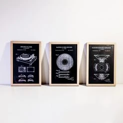 Yellow Octopus Exclusives - Prints Man Cave Gifts Turntable Patent Prints Wall Art | Set Of 3