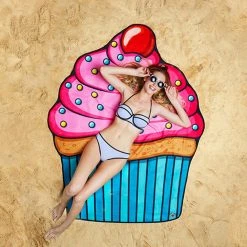 William Valentine Gigantic Cupcake Beach Blanket Towel With Carry Pouch 152cm