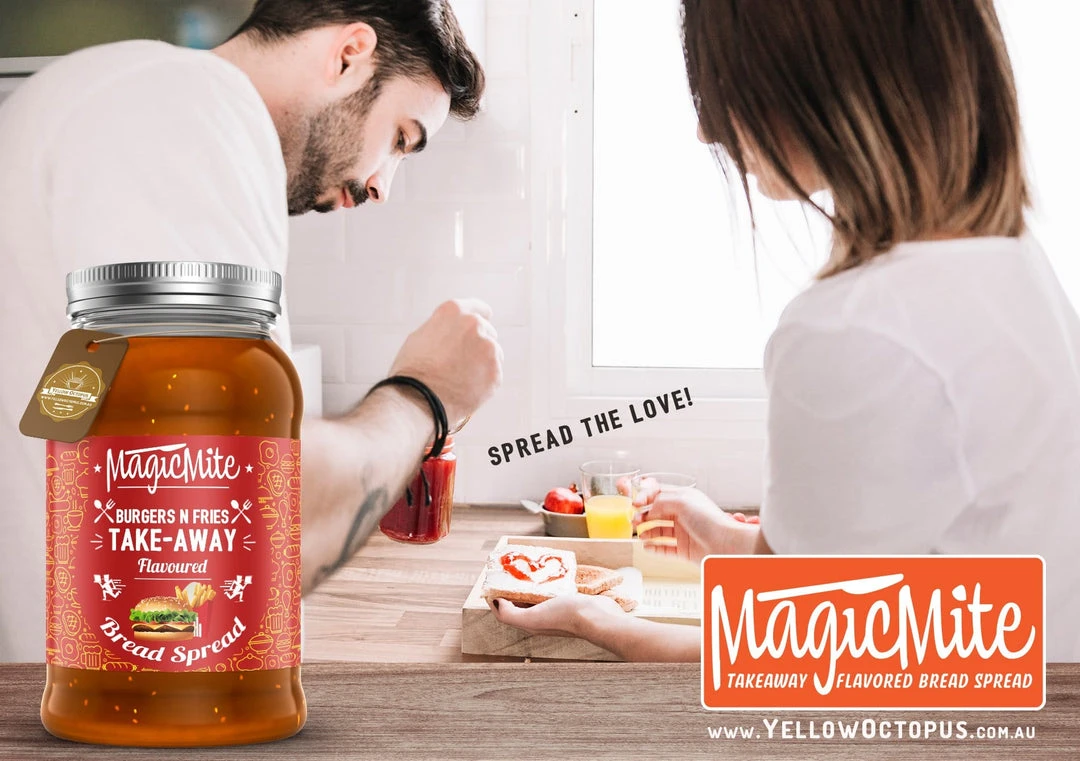 Yellow Octopus Novelty Food 'MagicMite' - Take Away Fast Food In A Jar Breakfast Spreads 12 Yellow Octopus Novelty Food 'MagicMite' - Take Away Fast Food In A Jar Breakfast Spreads