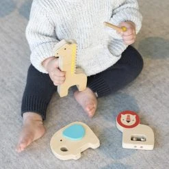 IsAlbi Baby Shower Gifts Musical Menagerie Kids Wooden Animal Instruments