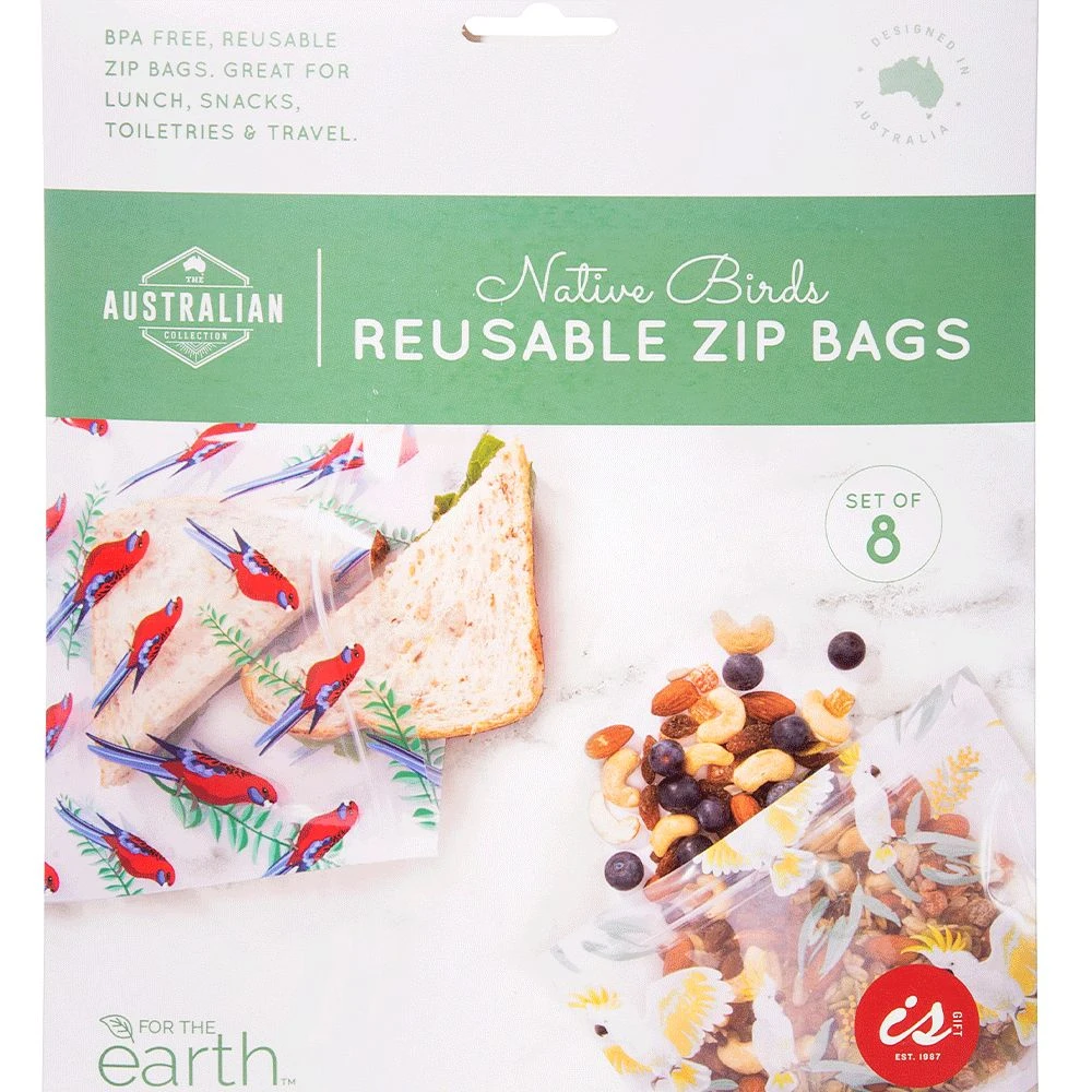 IsAlbi Australian Native Birds Reusable Zip Snack Bags | Set Of 8 5 IsAlbi Australian Native Birds Reusable Zip Snack Bags | Set Of 8