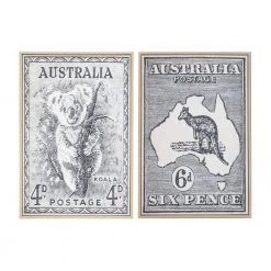 IsAlbi For Dad Vintage Australian Stamps Wall Décor Set Of 2