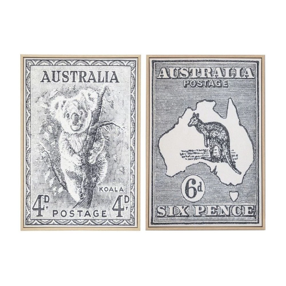 IsAlbi For Dad Vintage Australian Stamps Wall Décor Set Of 2 3 IsAlbi For Dad Vintage Australian Stamps Wall Décor Set Of 2
