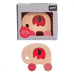 IsAlbi Baby Shower Gifts Elephant & Baby Wooden Push Along Toy