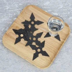 William Valentine Ninja Throwing Star Coasters Set Of 24 Man Cave Gifts