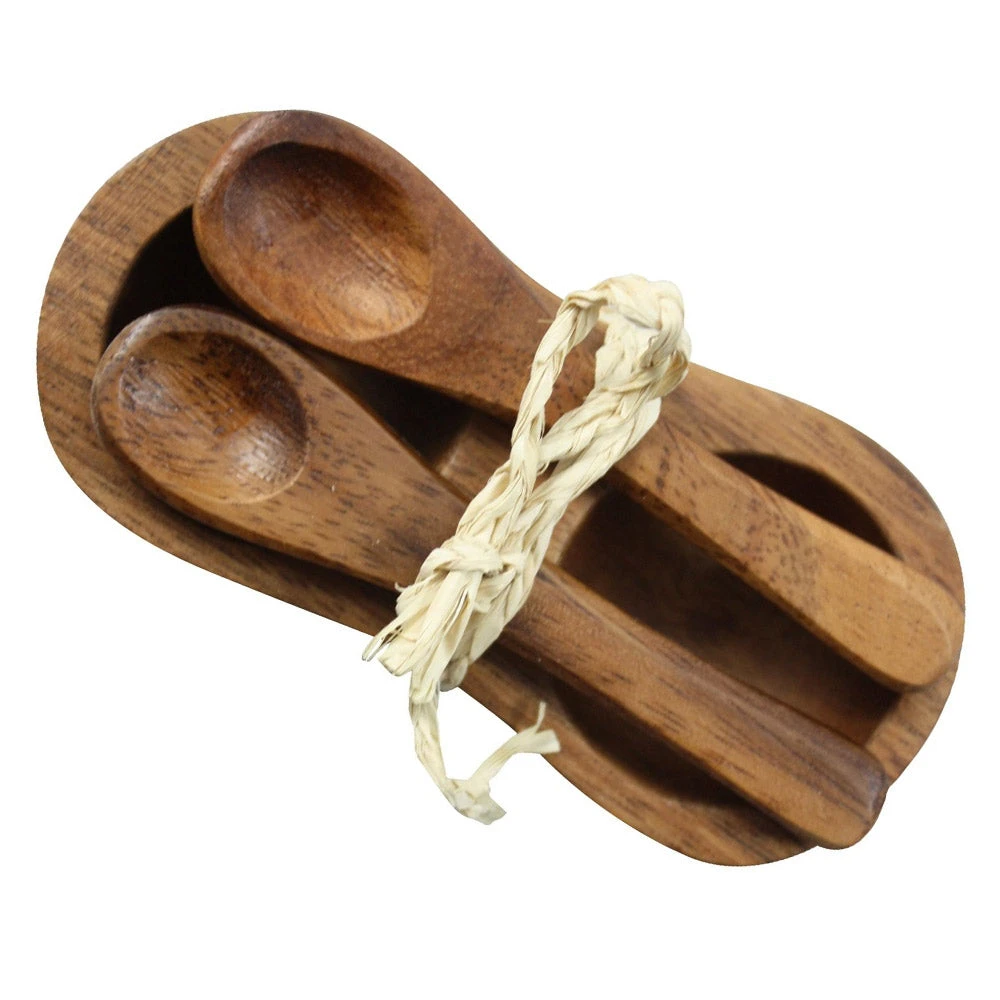 Darlin Foodie Acacia Condiment Set With Mini Spoons 4 Darlin Foodie Acacia Condiment Set With Mini Spoons