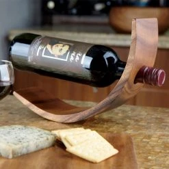 Darlin Acacia Curved Wine Bottle Holder For Dad