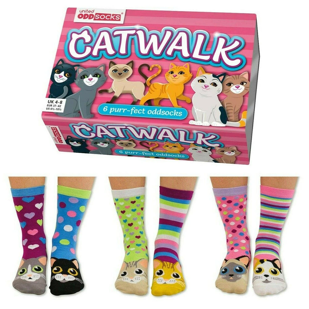 Outliving Cat Walk Purrfect Ladies 6 Odd Socks Gift Set 4 Outliving Cat Walk Purrfect Ladies 6 Odd Socks Gift Set