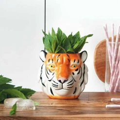 Ceramic Tiger Planter Pot | White Moose Gifts For Sisters